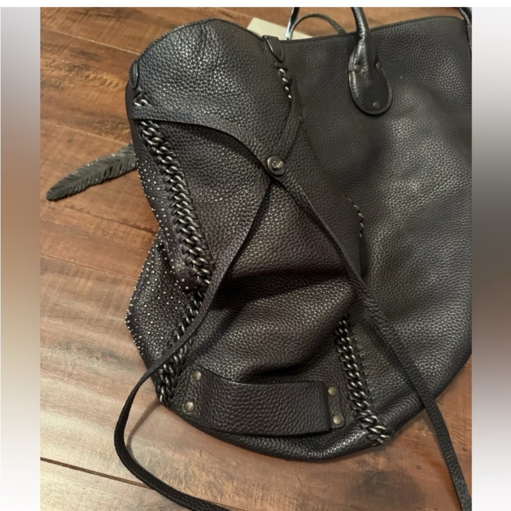 COACH RARE Tatum whipstitch Studded Black Leather Bag weekender 5 HANG TAGS EUC - Picture 10 of 15